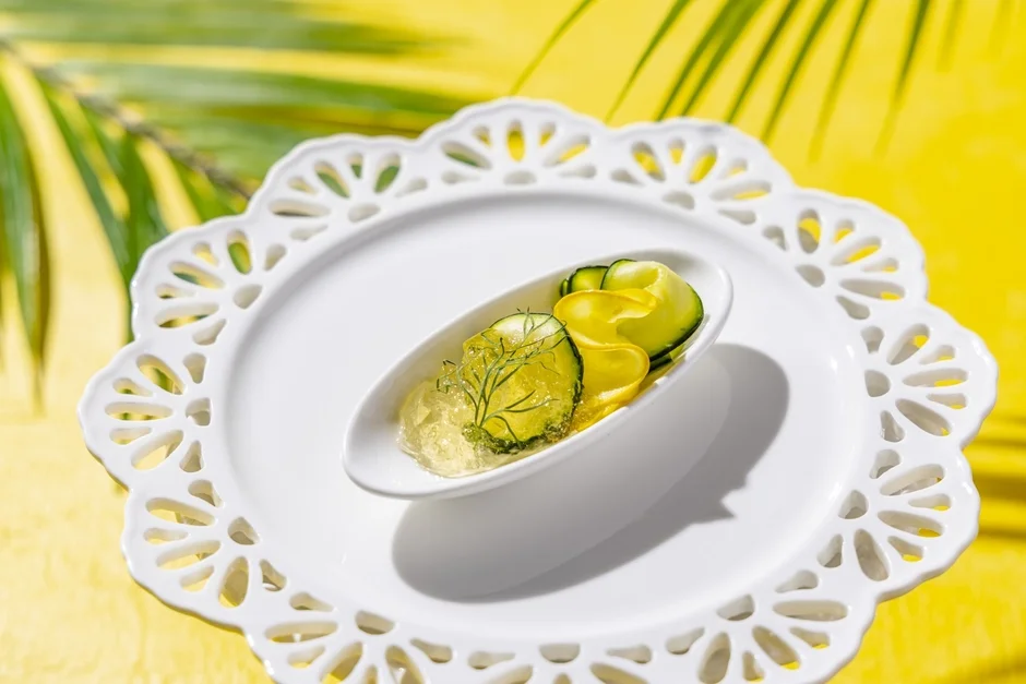 ズッキーニのカルパッチョ 和だしジュレ添え