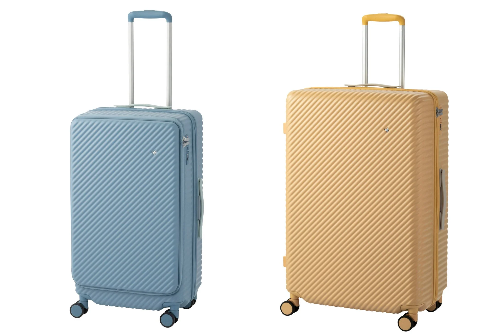 水色と黄色のスーツケース