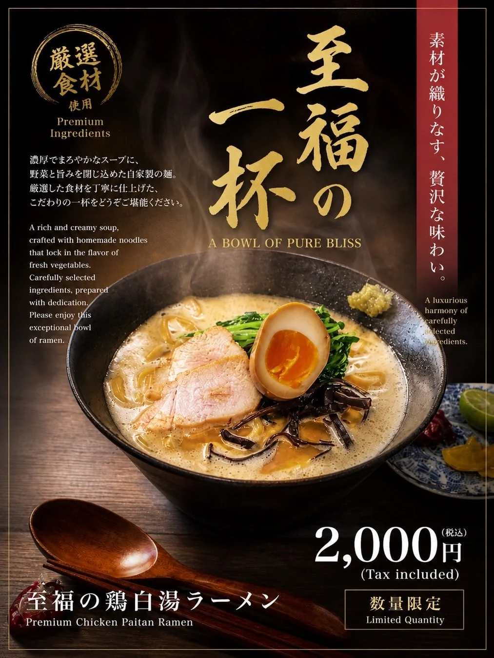 至福の鶏白湯ラーメンの広告ビジュアル