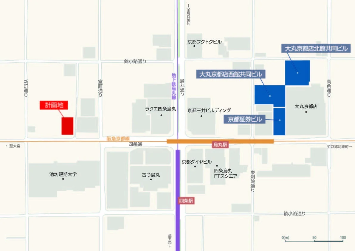 京都四条烏丸周辺の地図